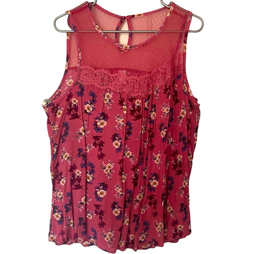 3/$13 Cute little trendy pink/mauve tank with cute frill around neck.